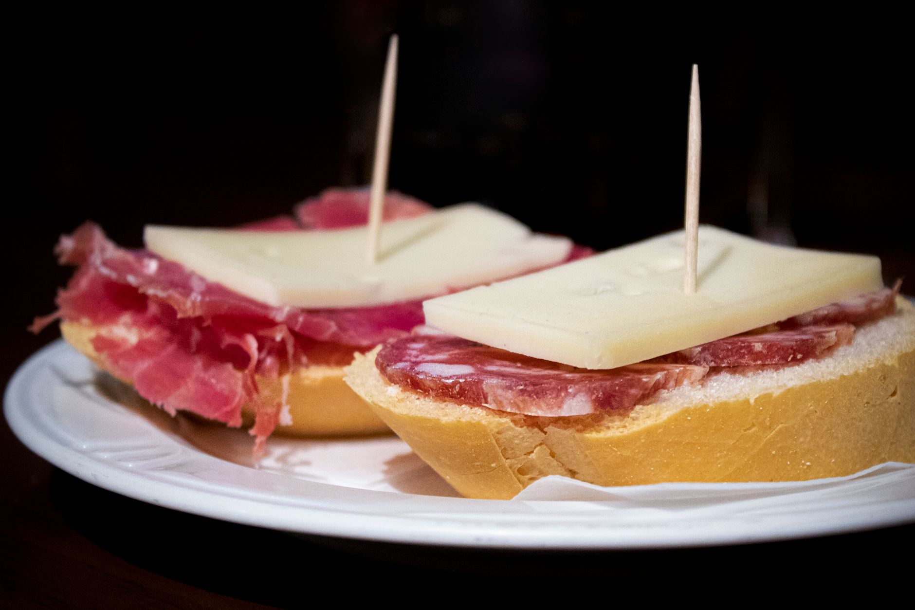 Spanish ham with crusty bread & chopped tomato