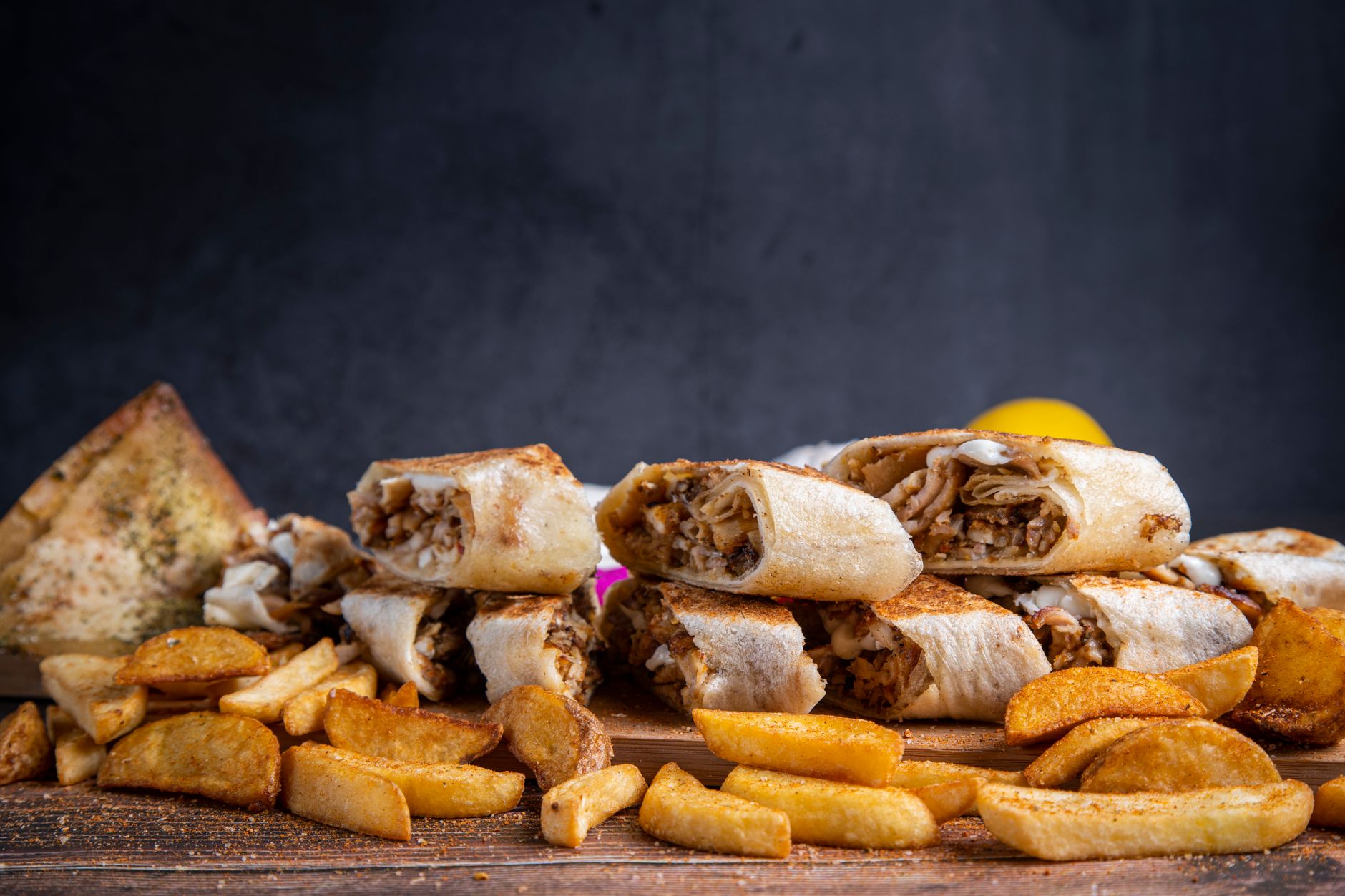 Roasted Potato Wedges with Shawarma Sauce