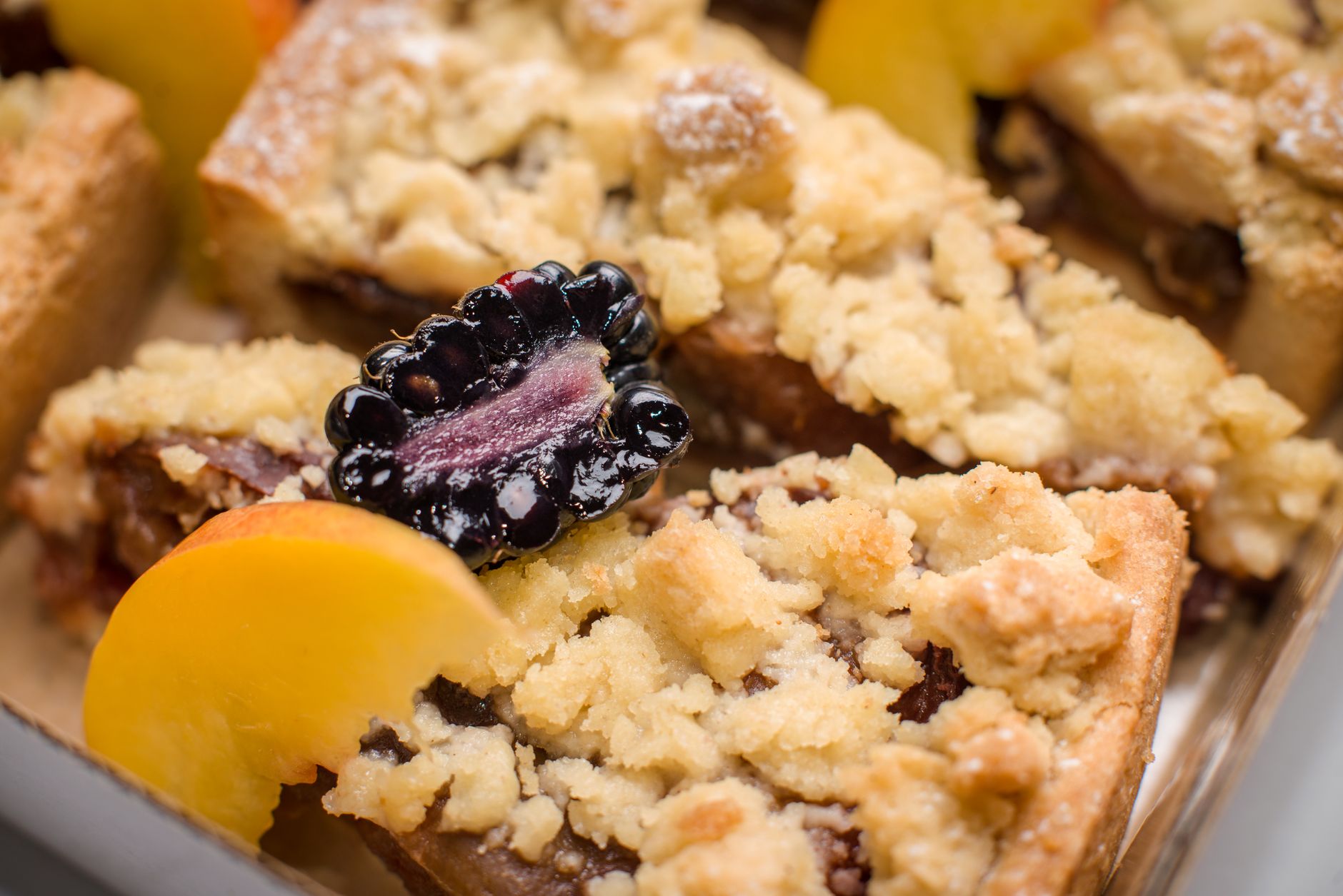 Pear & blackberry crumbles