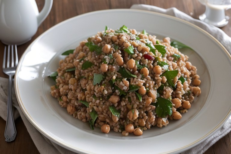 Mediterranean Farro Salad with Spiced Chickpeas