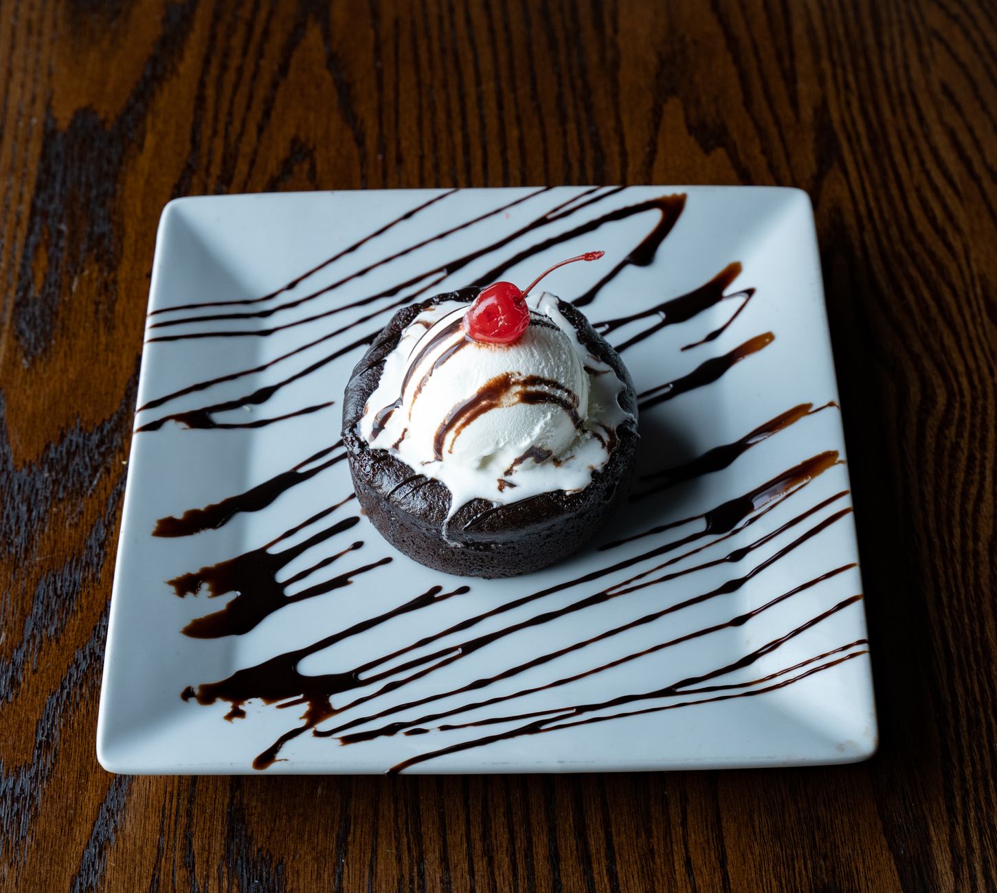 Chocolate brownie & boozy cherry brûlées