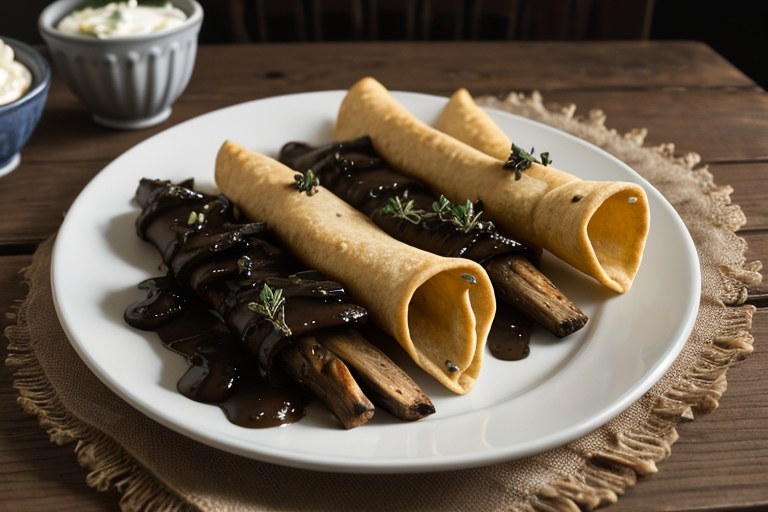 Portobello Mushroom and Cream Cheese Taquitos