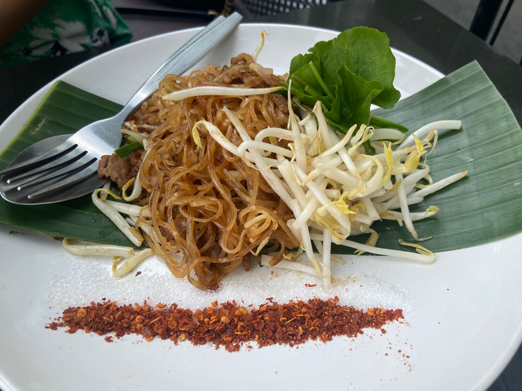 Spicy rice noodle salad with smoked mackerel