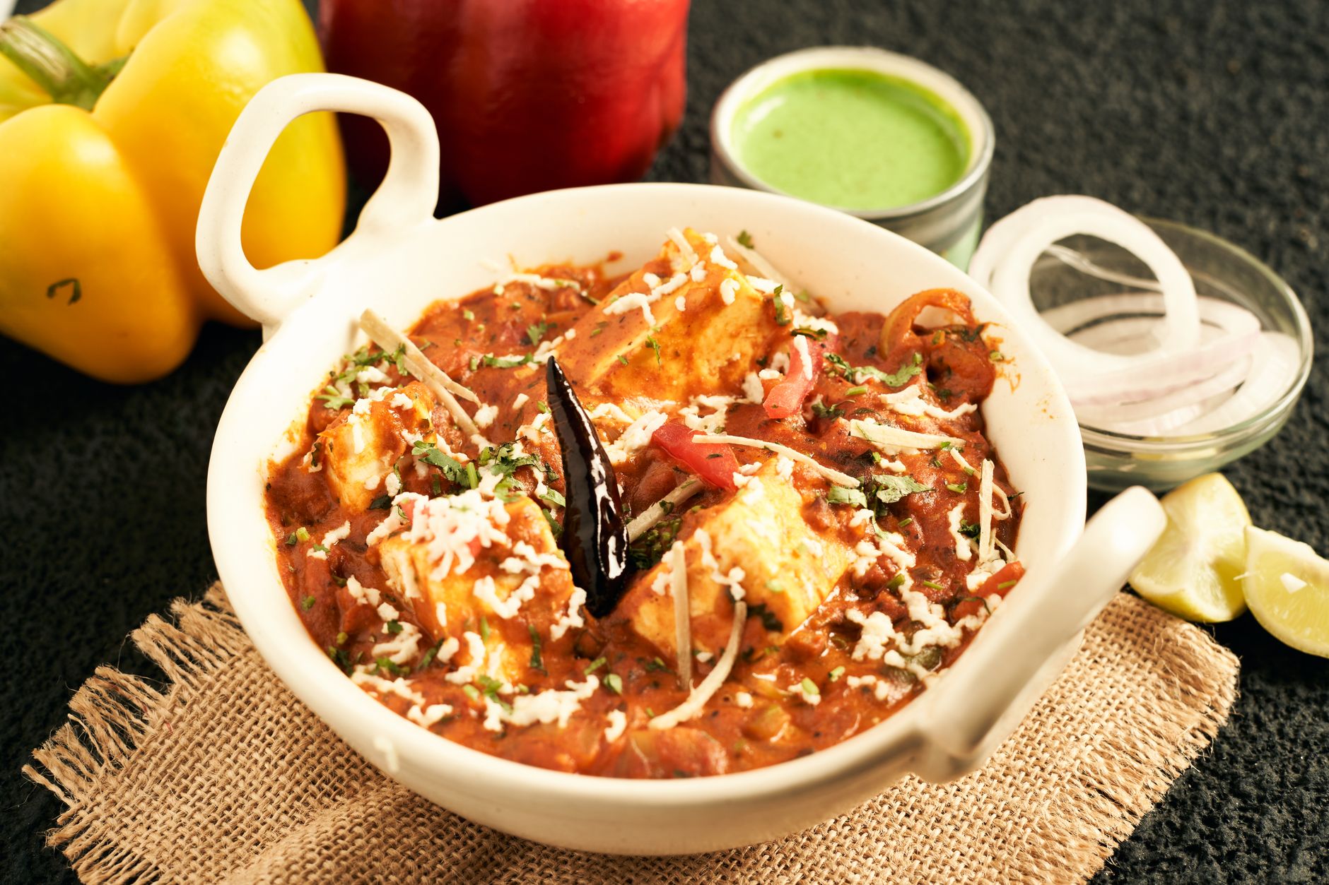 Speedy red pepper chana masala