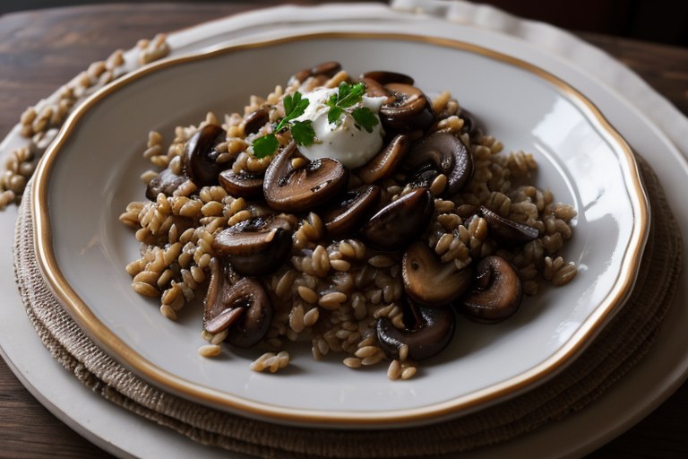 Baked Barley with Mushrooms