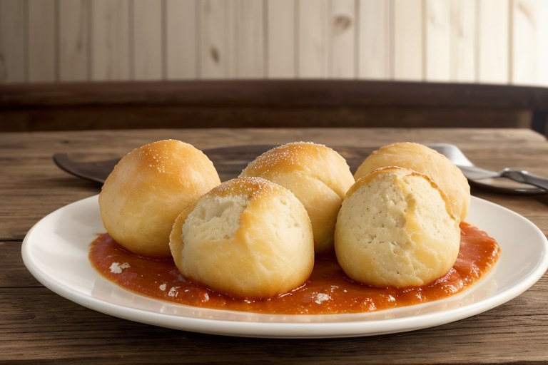 Cheese-stuffed garlic dough balls with a tomato sauce dip