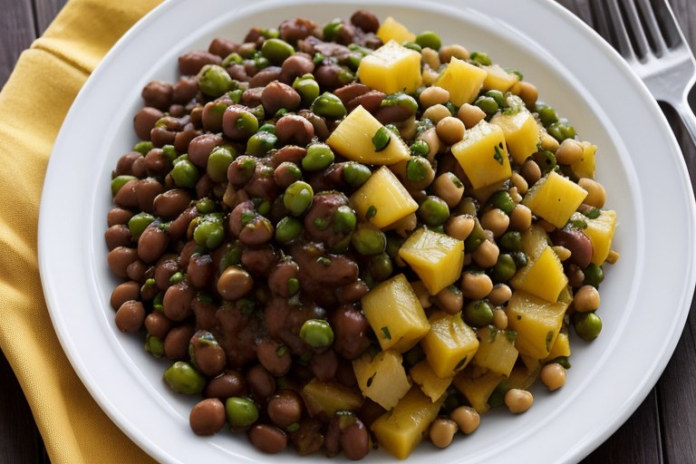 Coconut Jerk Peas with Pineapple Salsa
