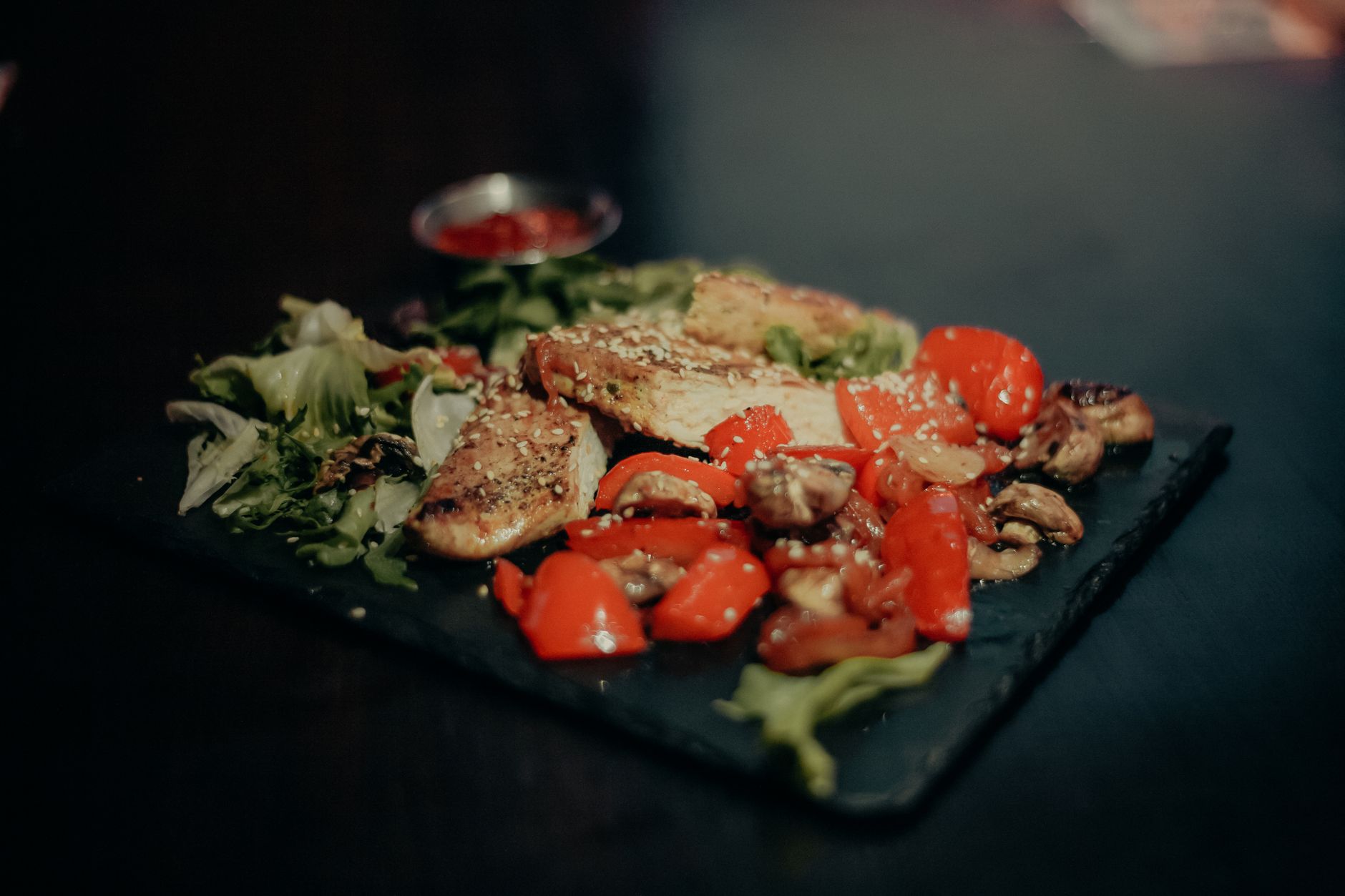 Roast pepper & salmon platter