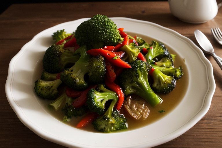 Broccoli with Sauteed Red Pepper