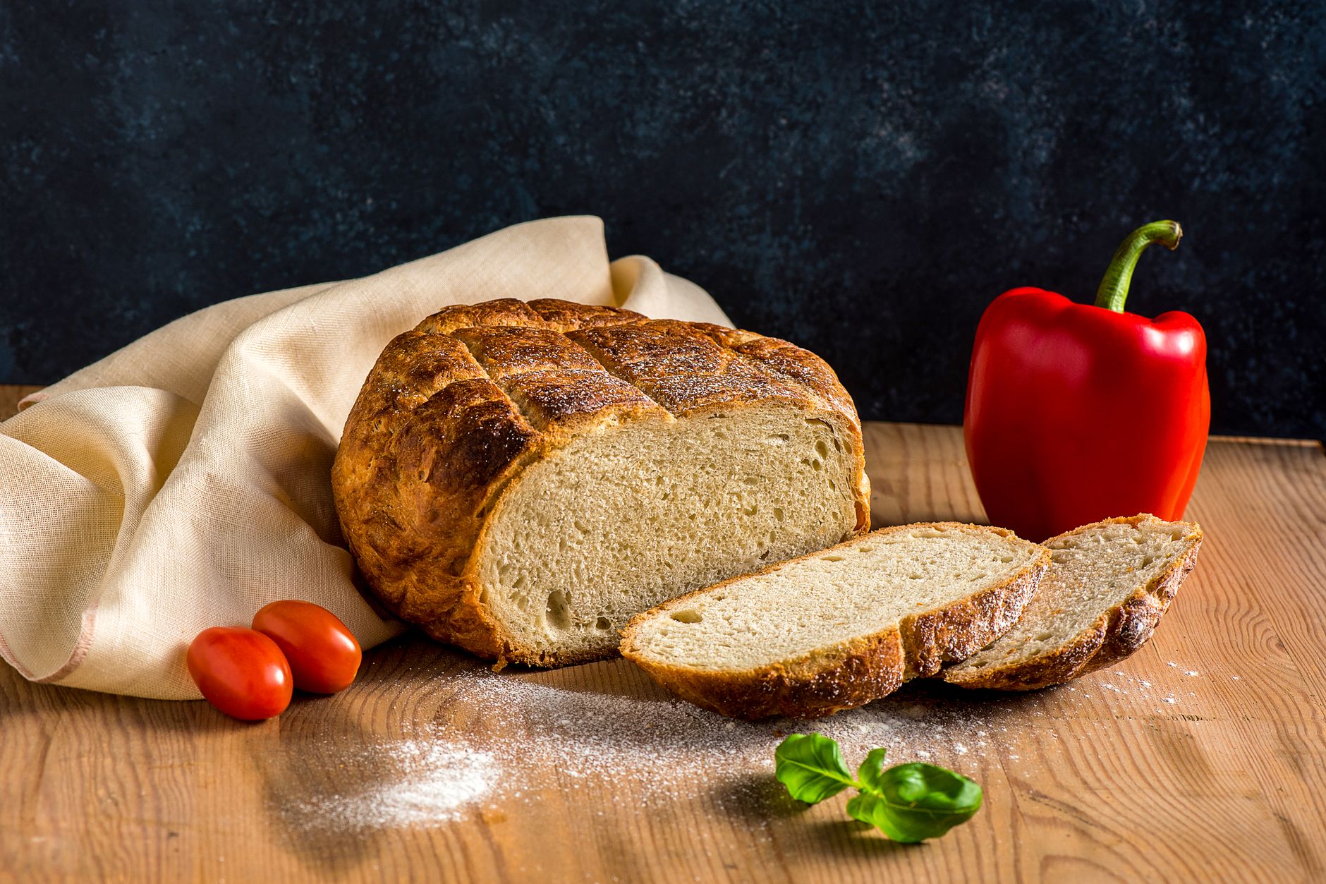 Tomato Basil No Knead Bread