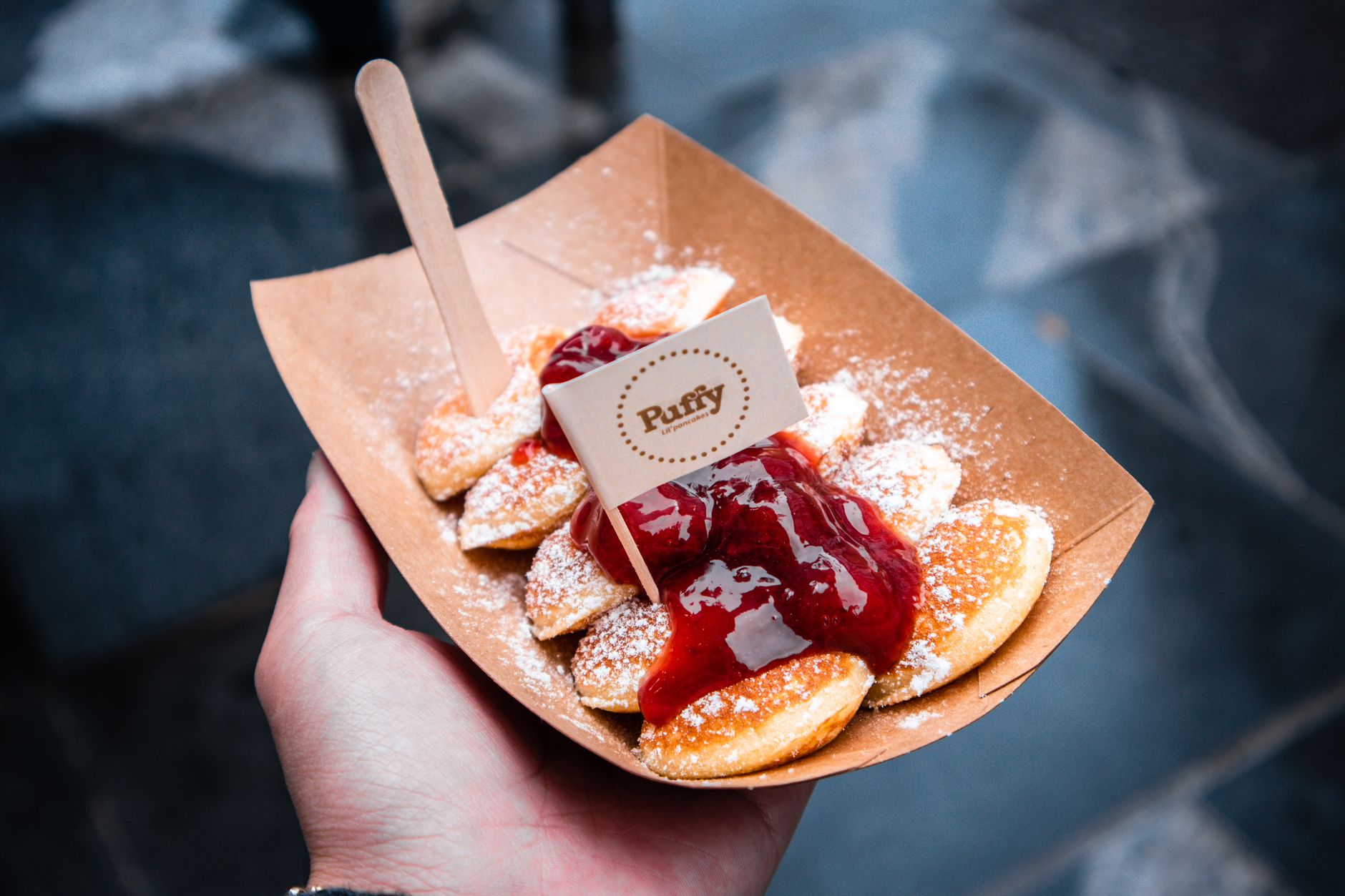 Dutch poffertjes (mini pancakes)
