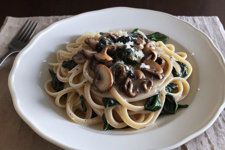 Mushroom and Spinach Pasta with Ricotta