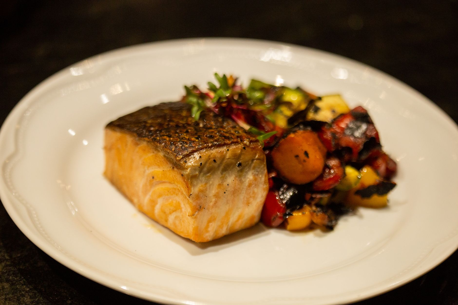 Zesty salmon with roasted beets & spinach