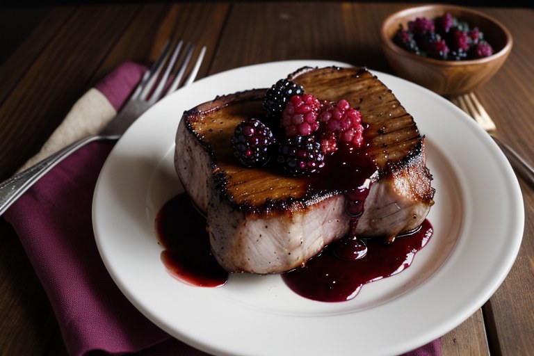 Pork Chops with Blackberry Sauce