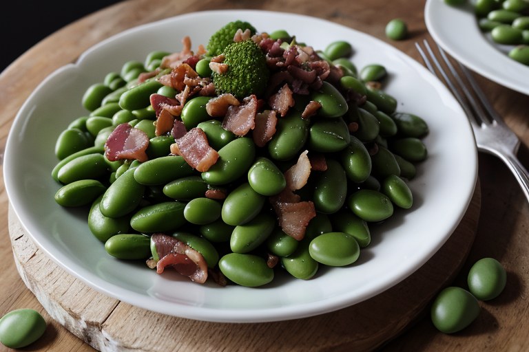 Peas & beans with pancetta & mint