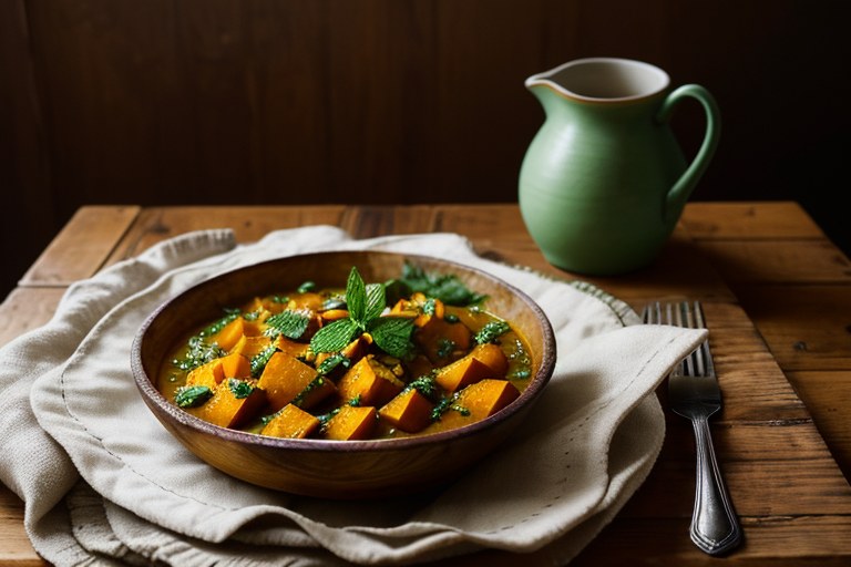 Green masala butternut squash curry