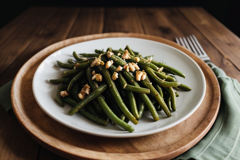 Roasted Green Beans with Lemon & Walnuts