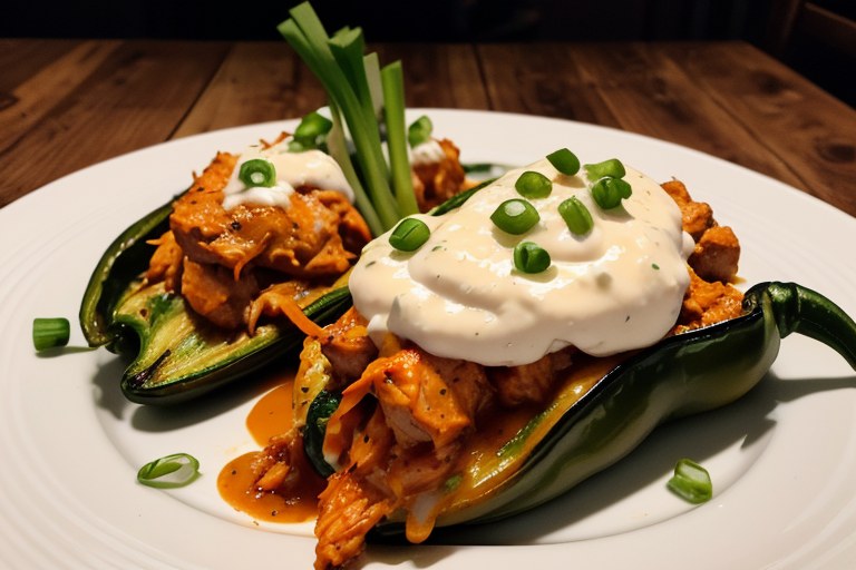 Buffalo Chicken Stuffed Poblano Peppers