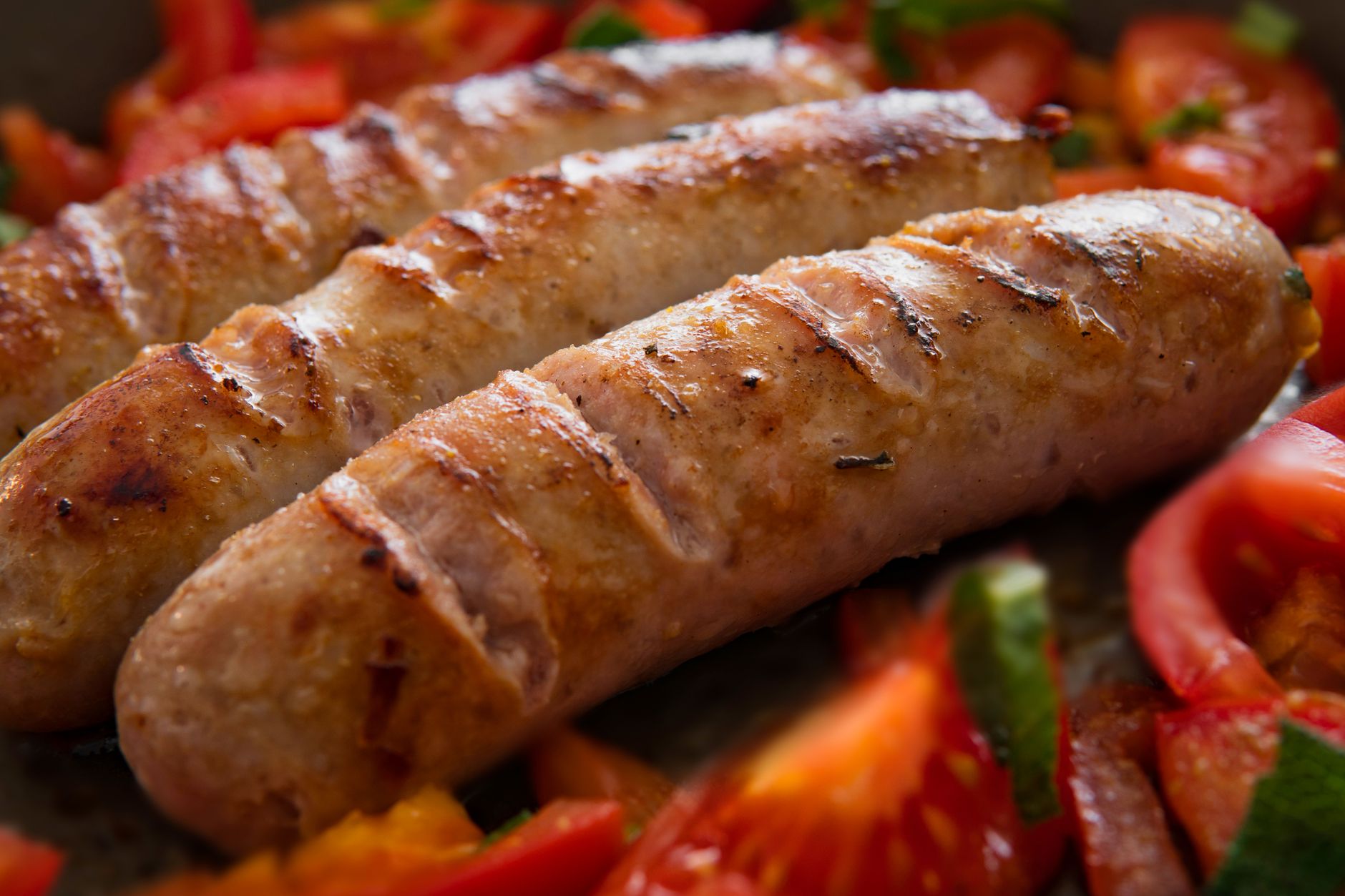 Roasted Bratwurst with Peppers and Onions