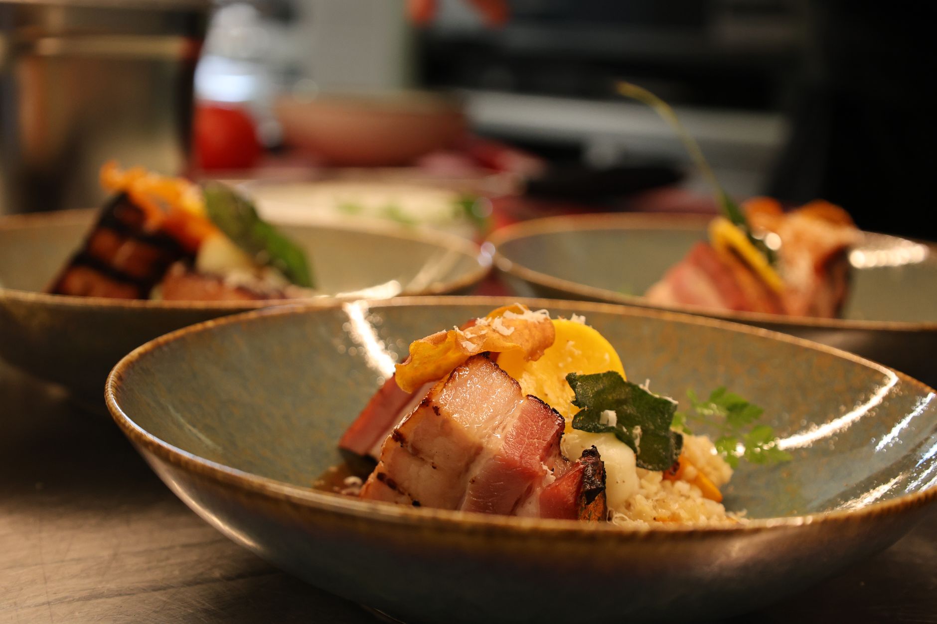 Confit pork belly with cannellini beans & rosemary