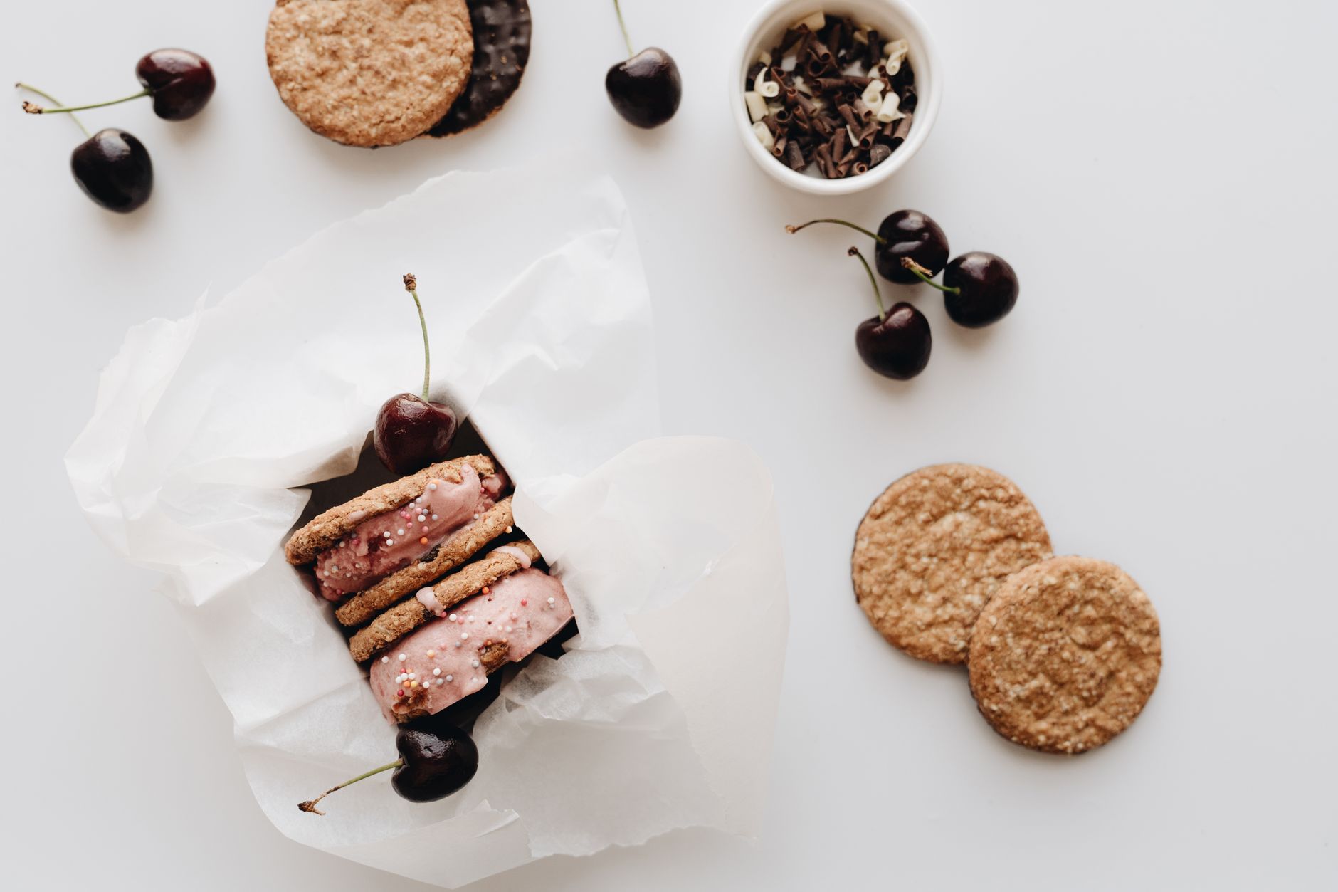 Cherry oat squares with chocolate drizzle
