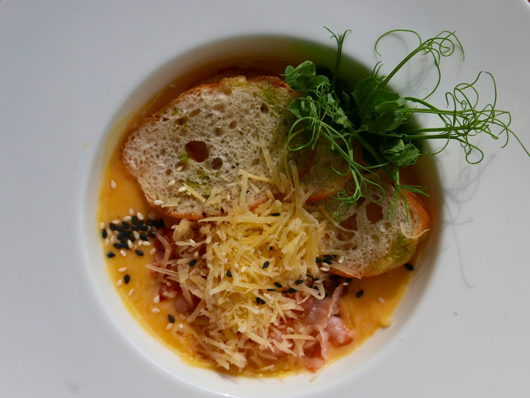 Garlicky Cheddar Cheese Bisque