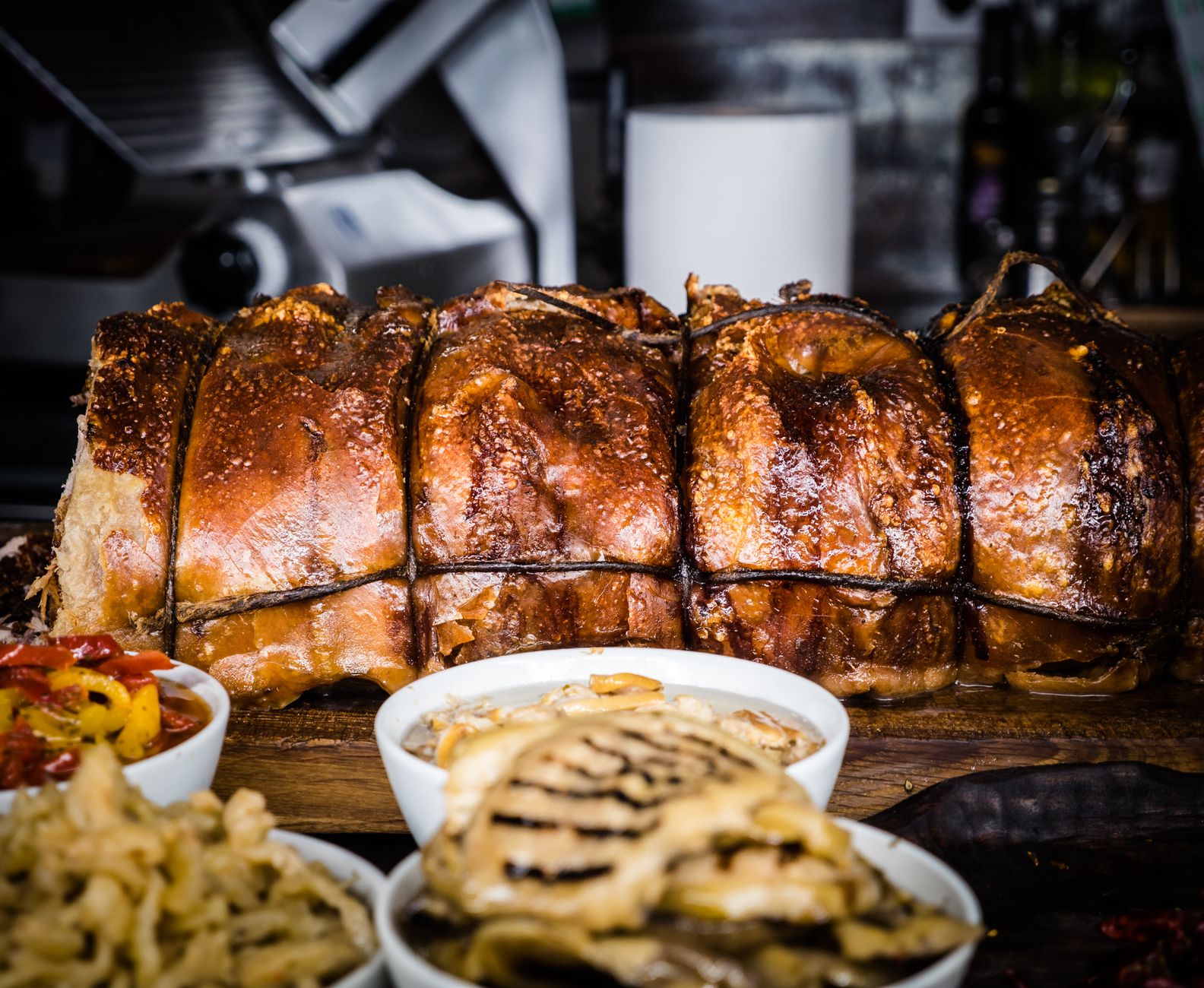 Home hog roast with chilli pig sauce
