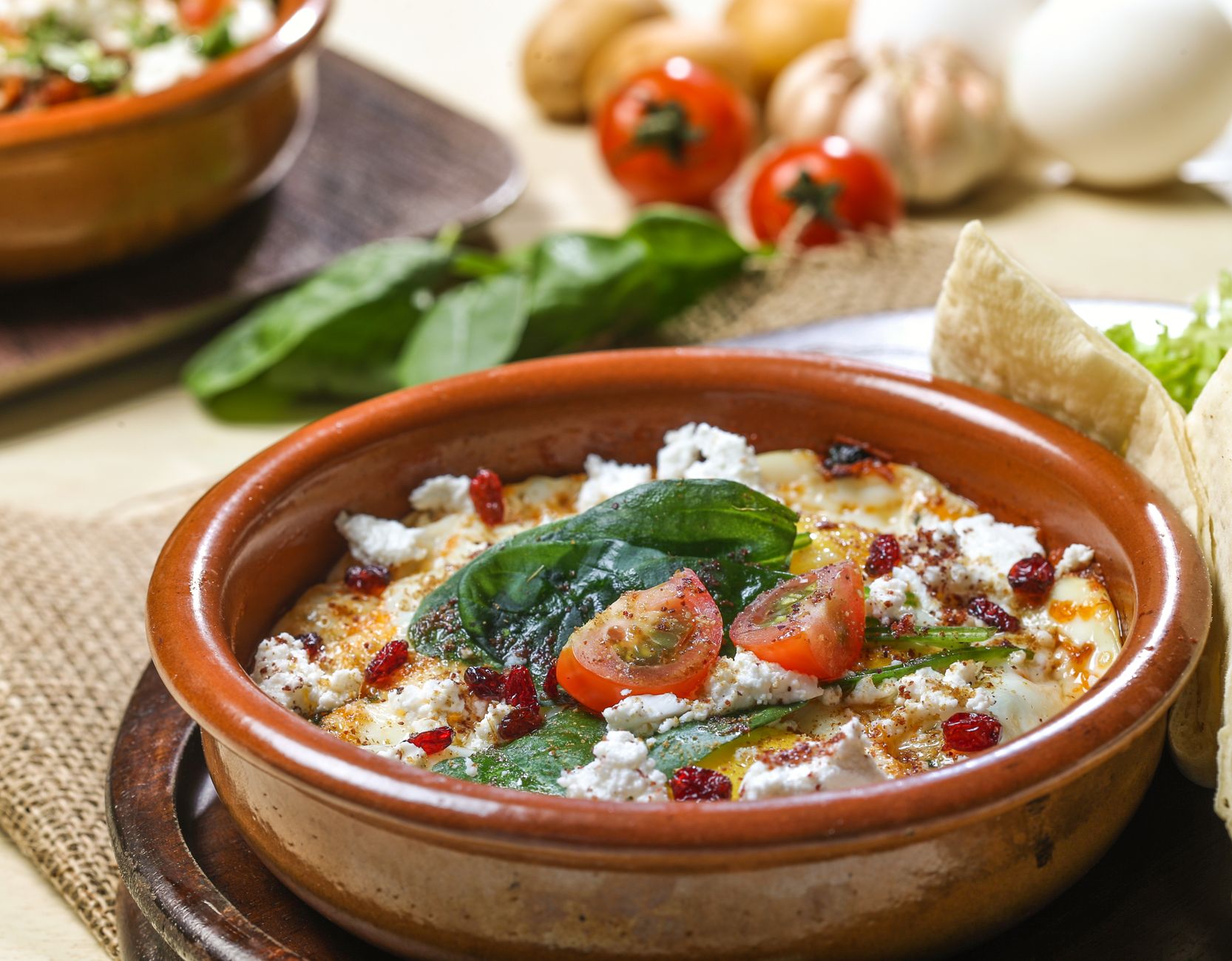 Baked feta & bean salad