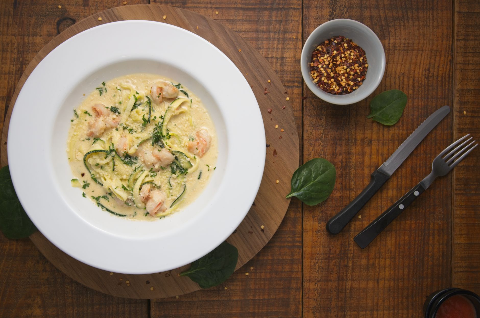 Shrimp Alfredo with Spinach