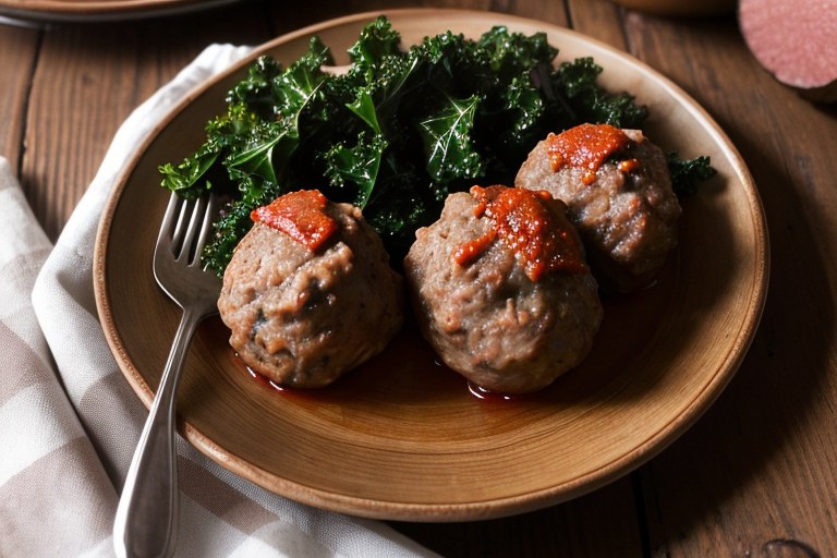 Sausage Meatball and Kale Sheet Pan Meal