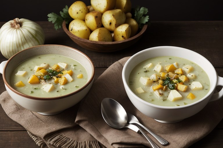 Cheesy Cauliflower and Potato Soup