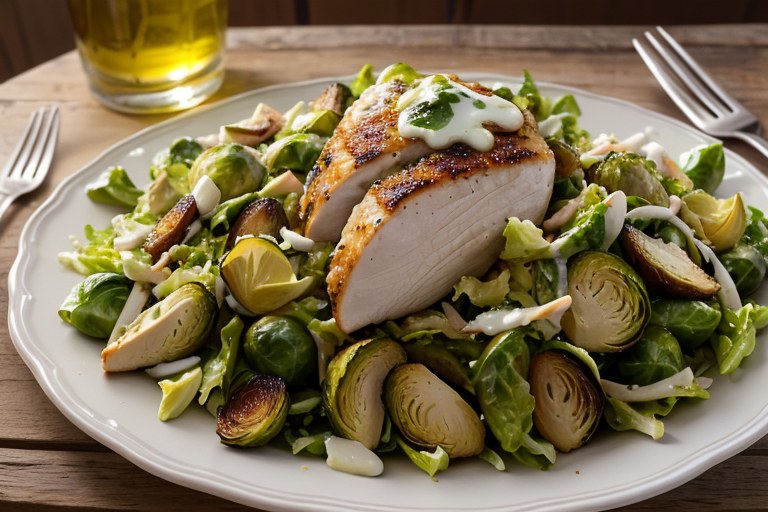 Chicken and Shaved Brussels Sprouts Salad
