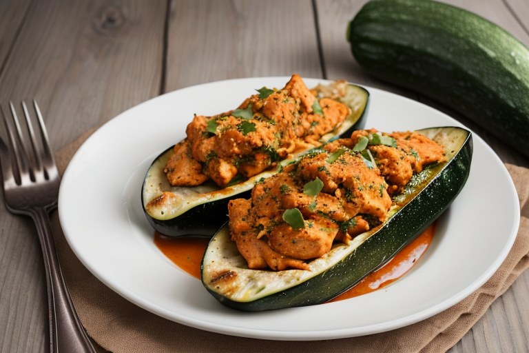Buffalo Chicken Zucchini Boats