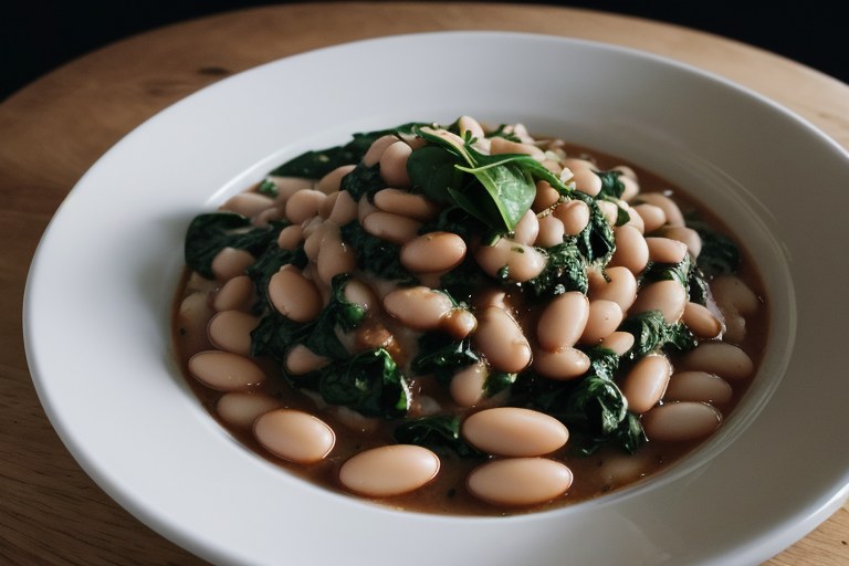 Saucy White Beans with Spinach