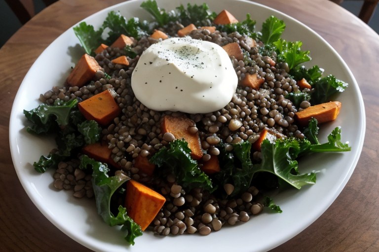 Wilted Kale and Lentil Salad
