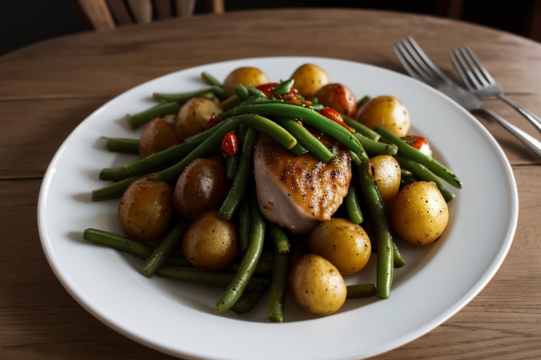 All-in-one chicken, potatoes & green beans