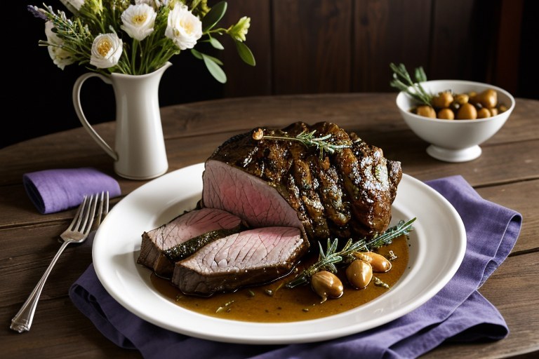 Butterflied leg of lamb with lavender, honey & claqueret