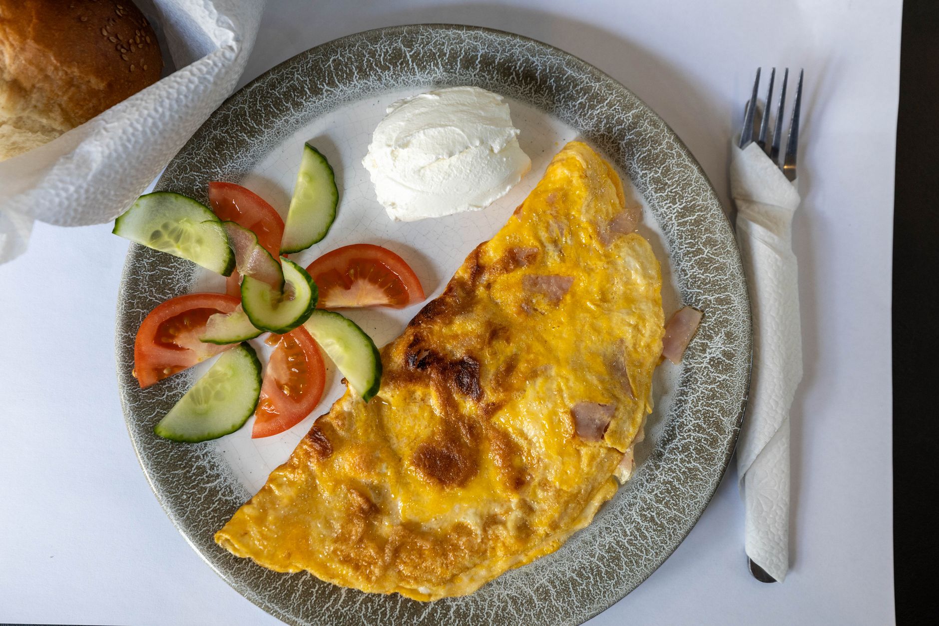 Bacon & brie omelette wedges with summer salad