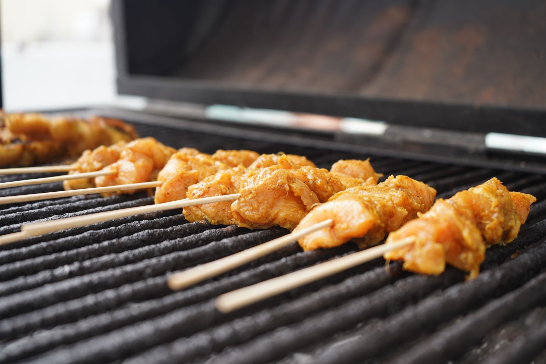 Red curry chicken kebabs