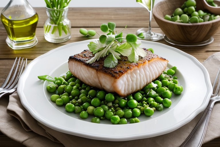 Fish with peas & lettuce