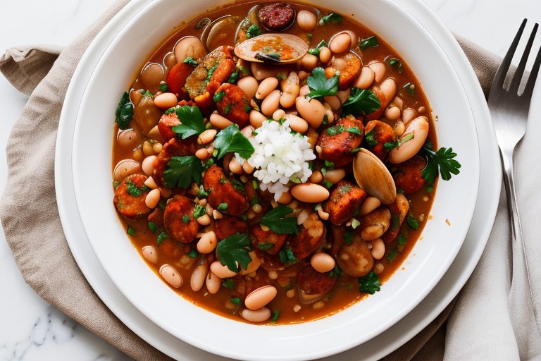 Clam, chorizo & white bean stew