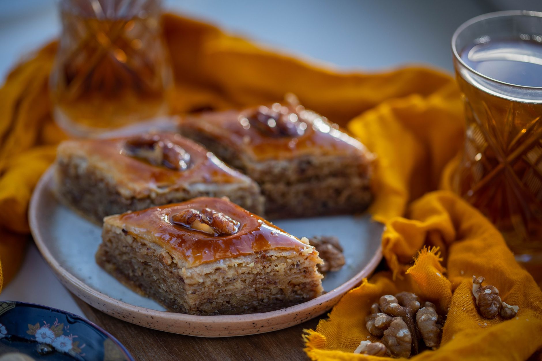Walnut, date & honey cake