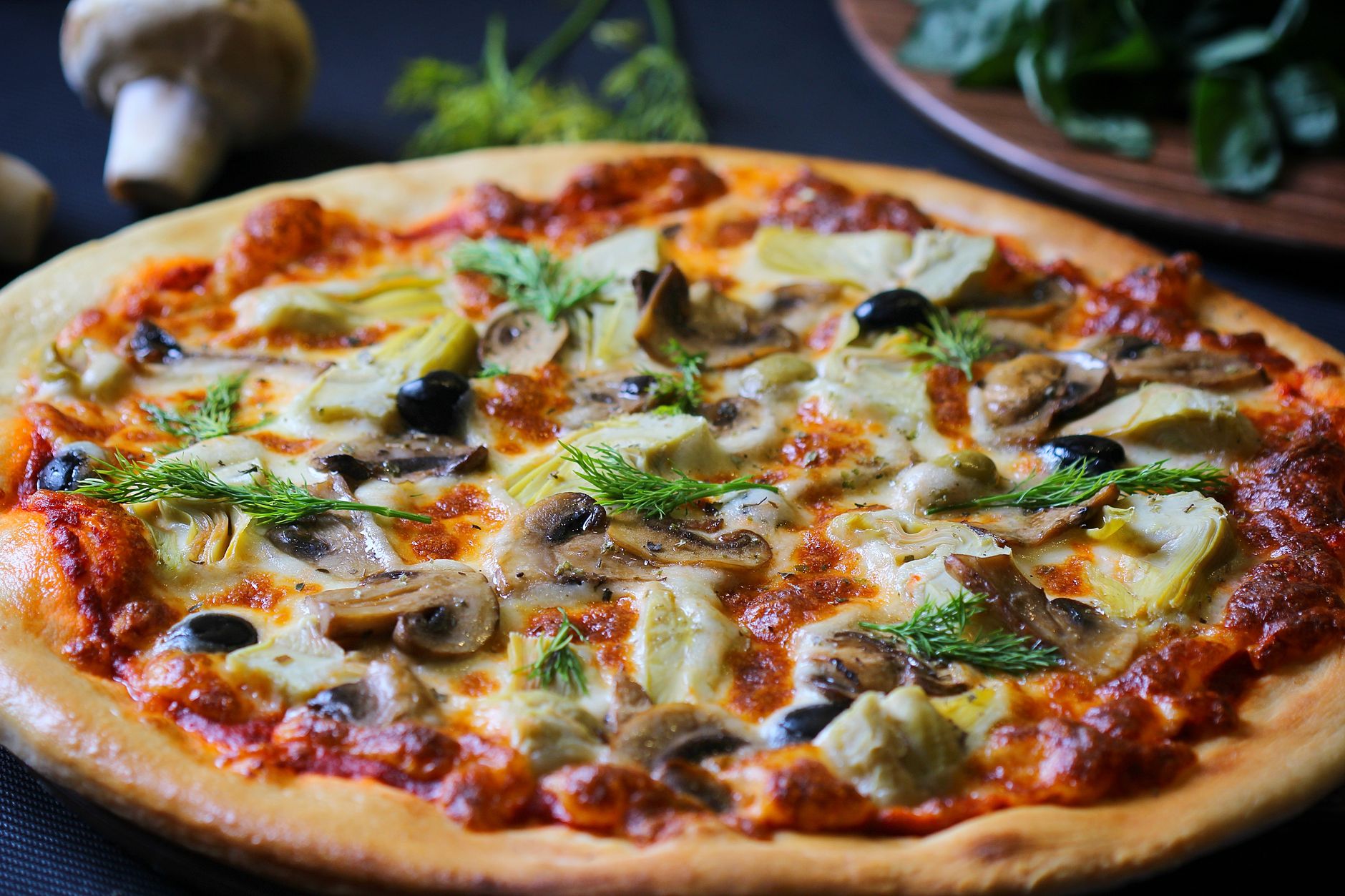 Spinach Mushroom French Bread Pizzas