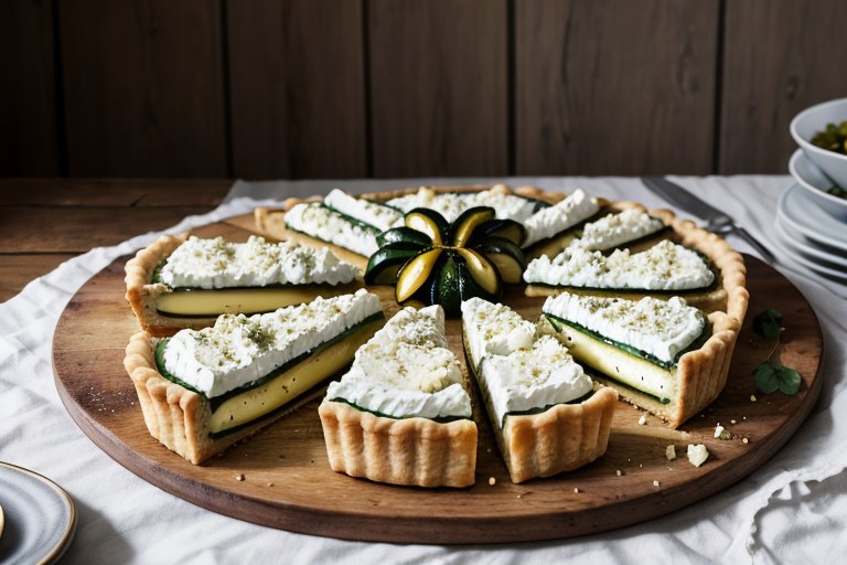 Rustic courgette, pine nut & ricotta tart
