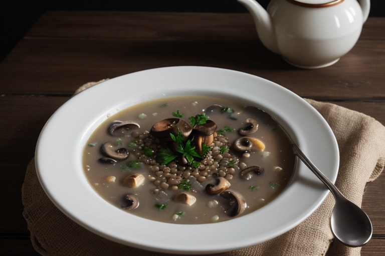 Mushroom soup with buckwheat
