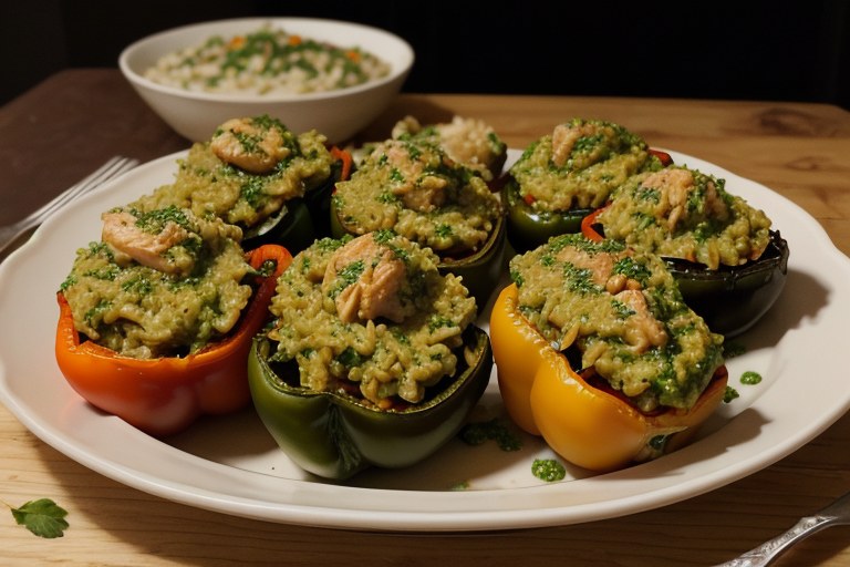 Easy Chicken Pesto Stuffed Peppers