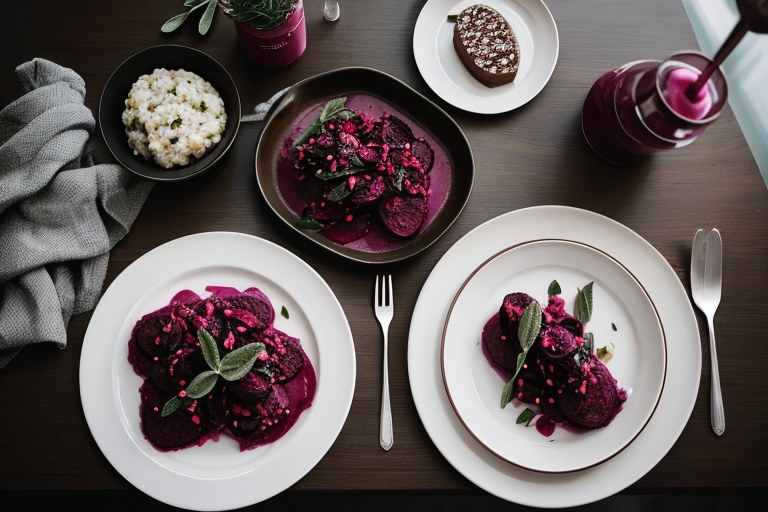 Beetroot gnocchi with crispy garlic & sage