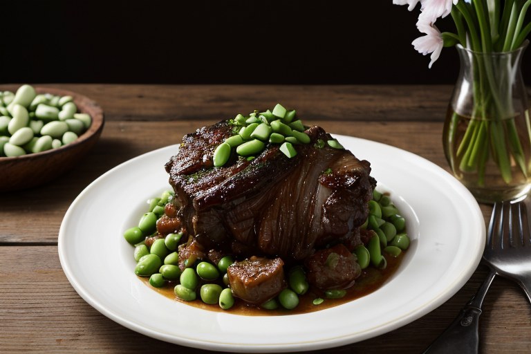 Oxtail with broad beans