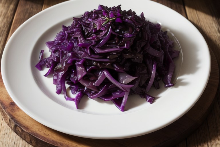 Rosemary braised red cabbage with kabanos