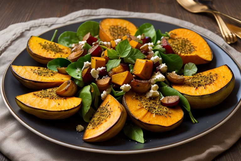 Roast squash & hummus winter salad